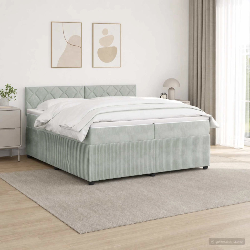 Letto box spring con materasso Grigio Chiaro 200 x 200 cm 3453215