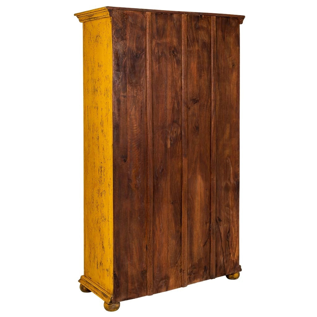 Armadio in legno artigianale giallo 102x44x183h cm
