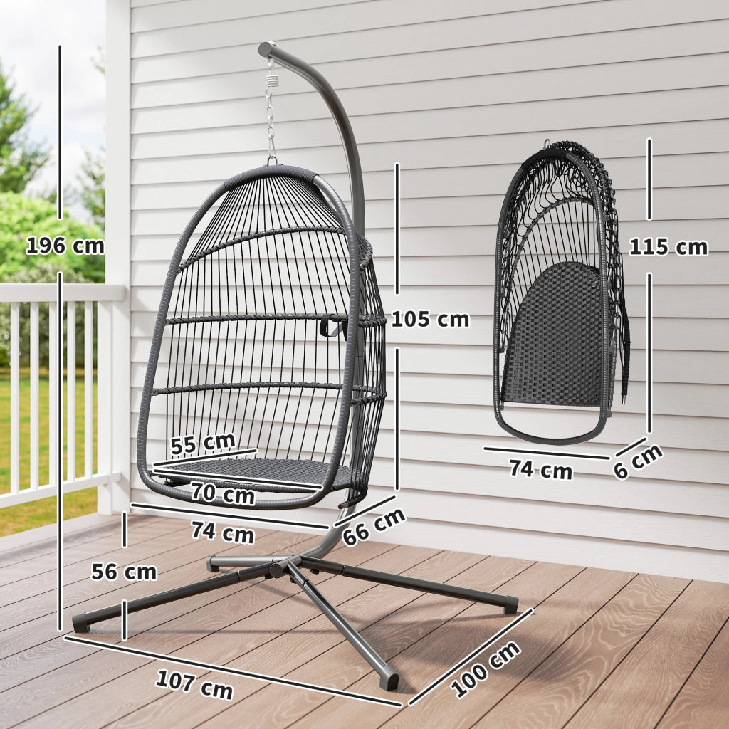 Sedia a Dondolo Uovo con Supporto e Cestino ¨C Minimal ¨C Grigio