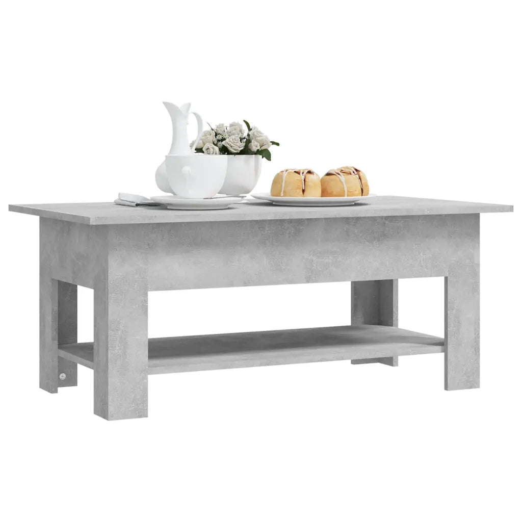 Tavolino da Salotto-Tavolino da soggiorno-Tavolo Grigio Cemento 102x55x42 cm in Truciolato