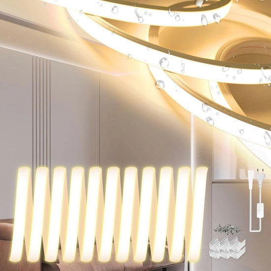 Striscia LED Neon Flessibile 2m - Illuminazione Acqua-Resistente e Fuochesistente per Esterni - Bianco Caldo 3000K - Ideale per Progetti Fai da Te