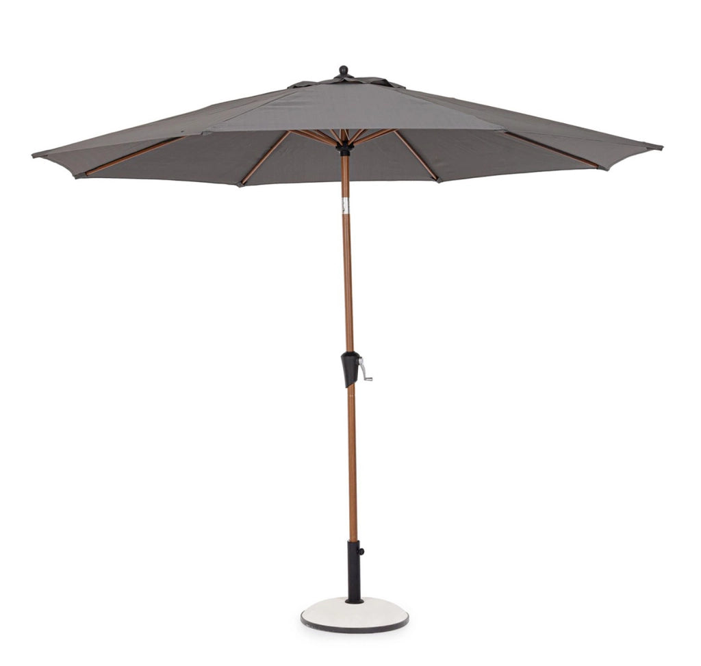 Ombrellone da Giardino con Snodo 8 Stecche Ø300x246h cm Telo in Poliestere Palinuro Naturale e Grigio