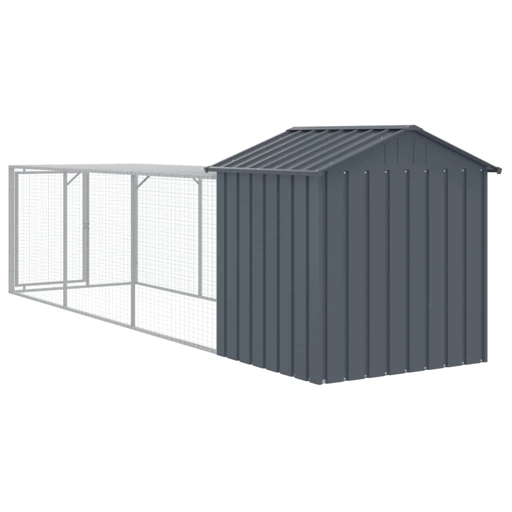 Recinto per pollaio con recinto per galline 117 x 405 x 123 cm in acciaio zincato antracite 02_0043947