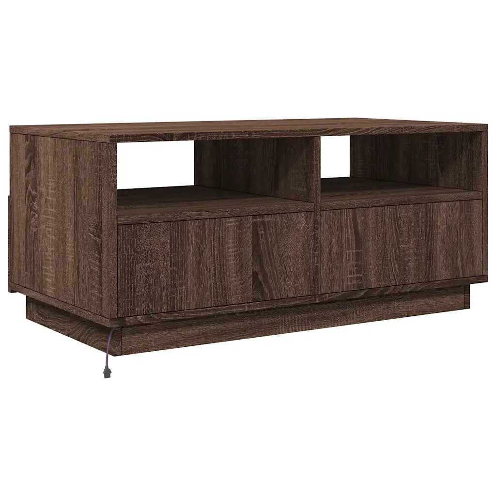 Tavolino da Soggiorno con Luci LED Rovere Marrone 90x49x40 cm 839839