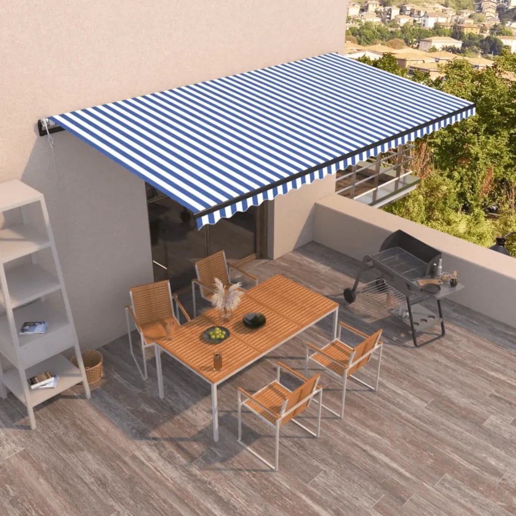 Tendada Sole Retrattile Automatica 600x350 cm Blu e Biancacod mxl 120576
