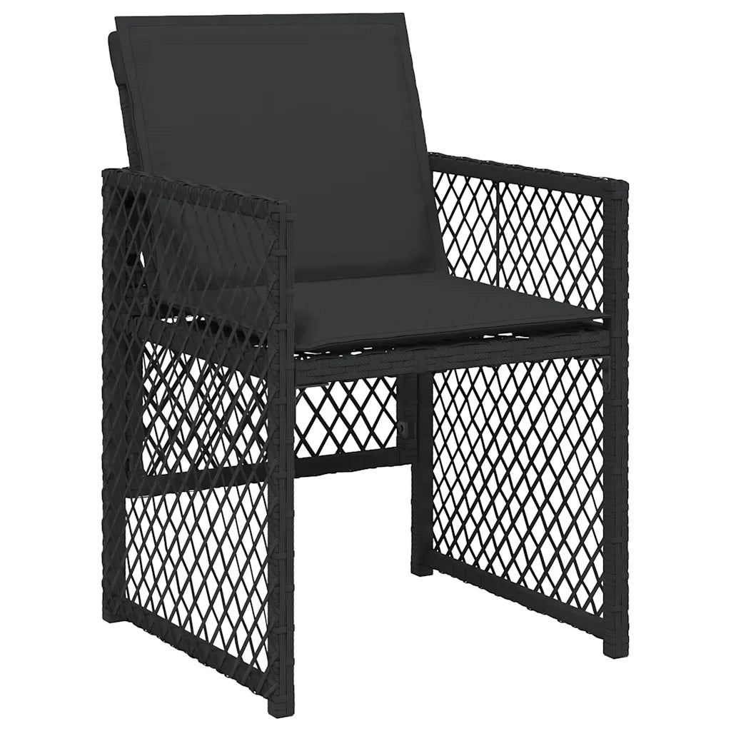 Set da Pranzo da Giardino 9 pz con Cuscini Nero in Polyrattan 3210739