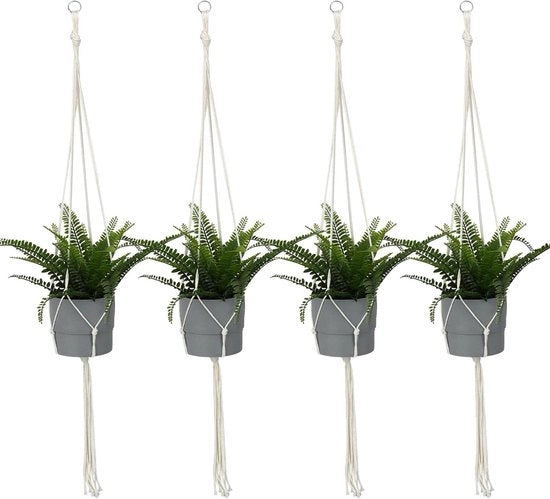 Decorazioni per piante - Lampade da parete boho decorative - 4 pezzi - 105 cm - Corda decorativa intrecciata in cotone - Sostituto di vaso per piante - Decorazioni per piante per interni ed esterni