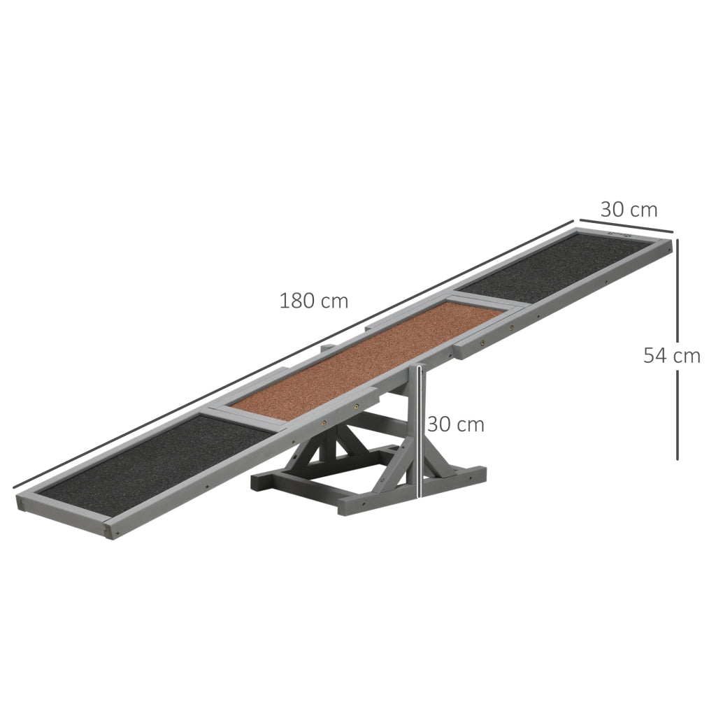 Giochi da arrampicata altalena agility per cani in legno di pino antiscivolo grigio 180 × 30 × 30 cm