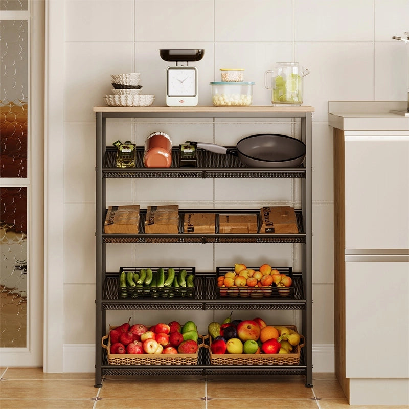 Scaffale mobile da cucina marrone chiaro industriale legno retrò mensola loft 75 cm