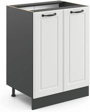 Mobiletto base cucina R-Line, Bianco casa di campagna, 60 cm senza piano di lavoro, per la libera combinazione all'interno di sistemi cucina modulari