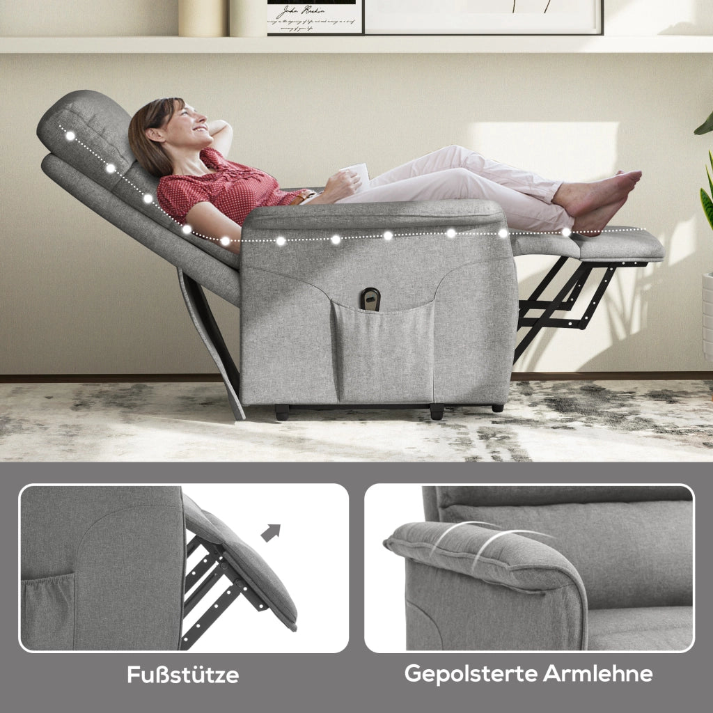 Poltrona Reclinabile Massaggiante con Alzapersona ¨C Minimal ¨C Grigio 66x90x96 cm