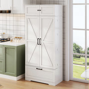 ARMADIO DA CUCINA 80 x 40 x 180 cm Bianco in MDF con cassetto e portaspezie