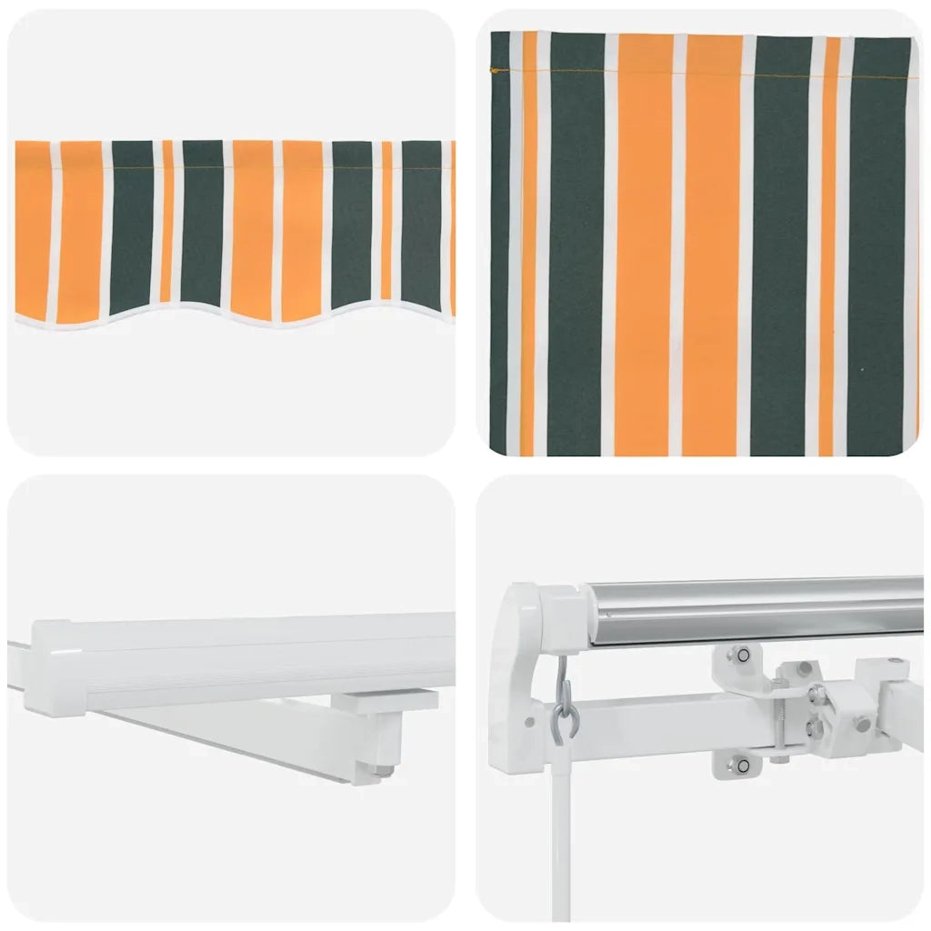 Tenda Retrattile Verde e giallo 350 x 250 cm Tessuto e acciaio 3330448