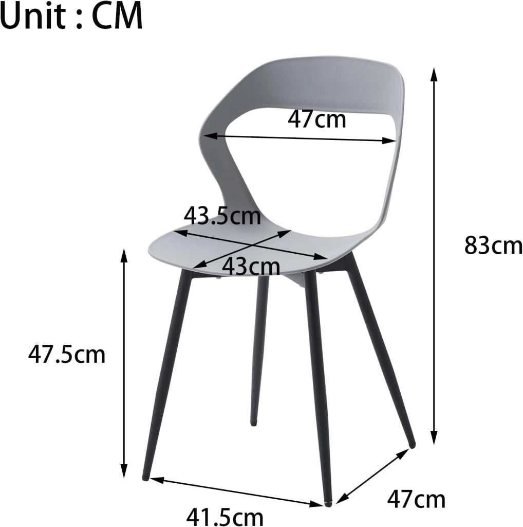 GrandCA HOME Set di 4 Sedie da Pranzo o Sedia da Ufficio con Gambe in Metallo, Sedie da Cucina per Soggiorno, Sala da Pranzo, Sala Riunioni, Grigio+Nero