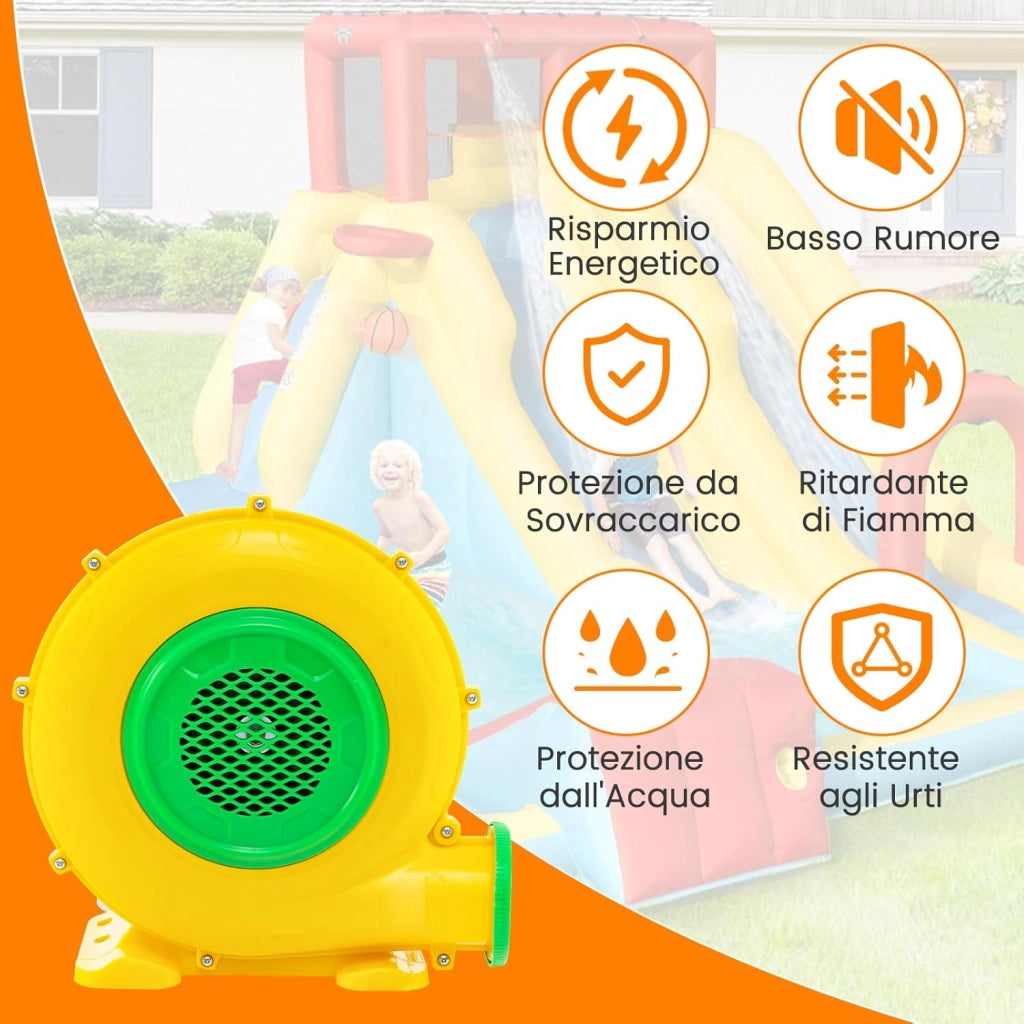 Ventilatore di Aria del Castello Gonfiabile, Soffiatore per Giochi Gonfiabili con Cavo di Alimentazione, per Castello Gonfiabile, Scivolo Acquatico e Giochi Gonfiabili (950W)