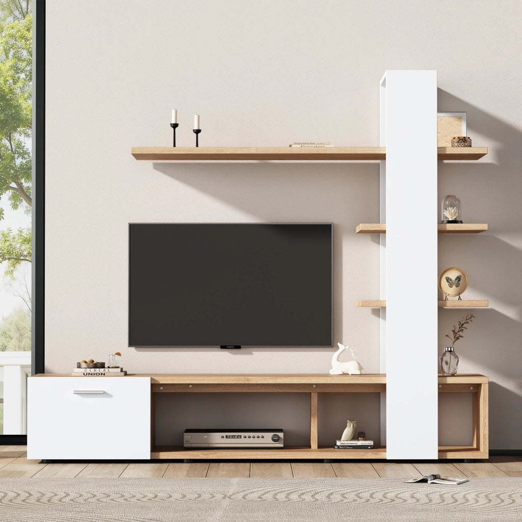 Mobile TV da Parete ¨C Xylo ¨C Rovere Bianco, Legno, 180x33,5x151,5 cm