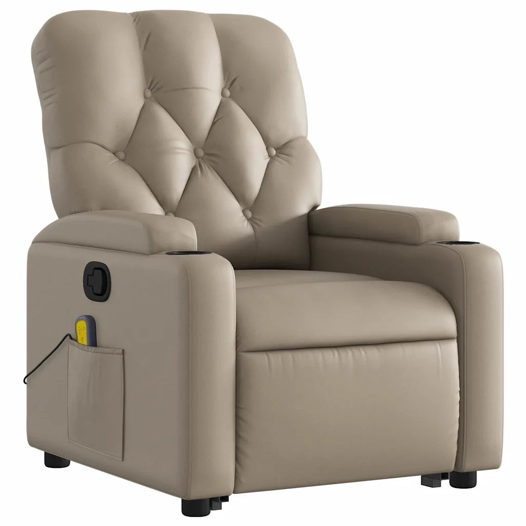 Poltrona Alzapersone Massaggi Reclinabile Cappuccino Similpelle 3204785