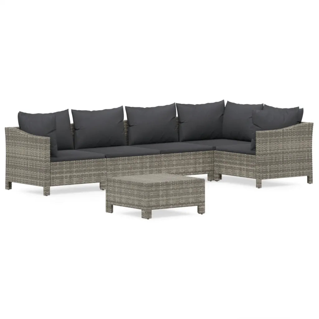 Set Divani da Giardino 6 pz con Cuscini in Polyrattan Grigio 3187275