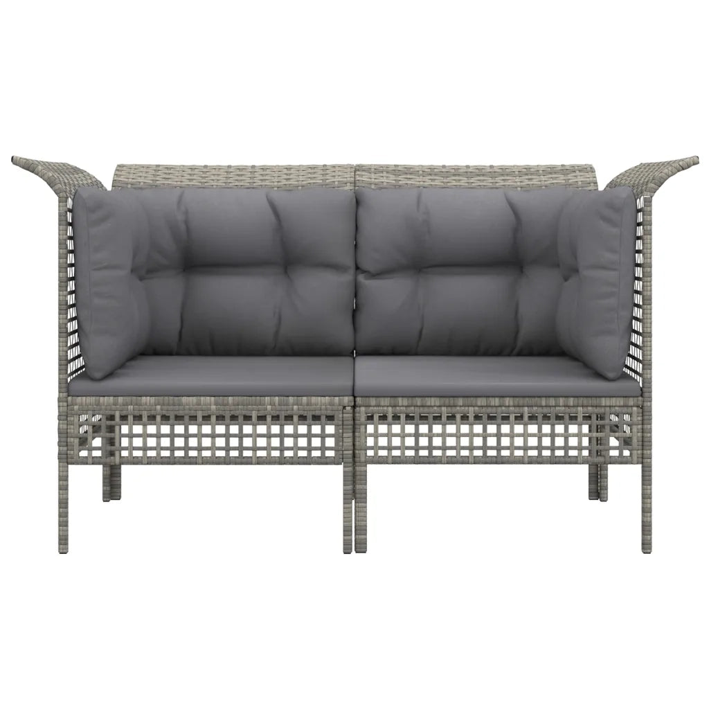 Divani Angolari da Giardino con Cuscini-Sofa da giardino 2pz Polyrattan Grigio