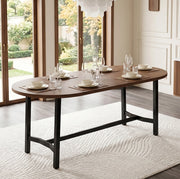 Tavolo da pranzo 180×80 cm in MDF noce con gambe in ferro