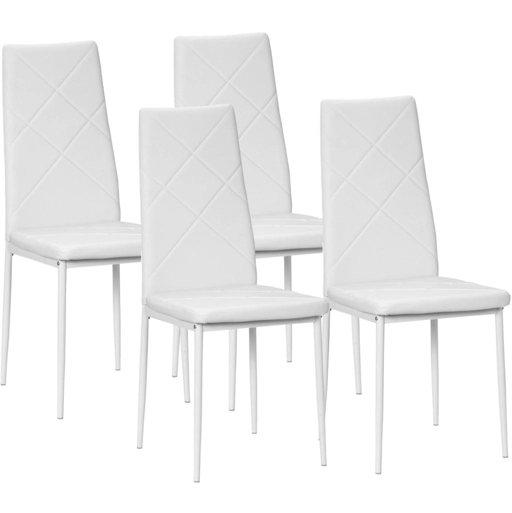 Set di 4 sedie da pranzo bianche imbottite in similpelle