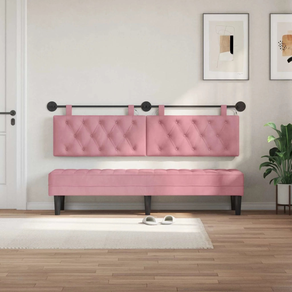 Testiera sospesa Con luce LED Rosa Velluto 3424697