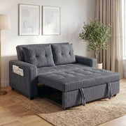 Divano letto 3 in 1 in velluto a coste grigio scuro con schienale regolabile