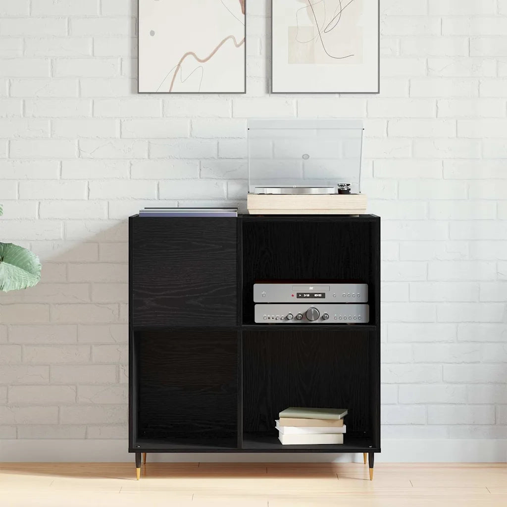 Mobile porta vinili con lo scaffale Rovere Nero 85 x 38 x 89 cm 862910