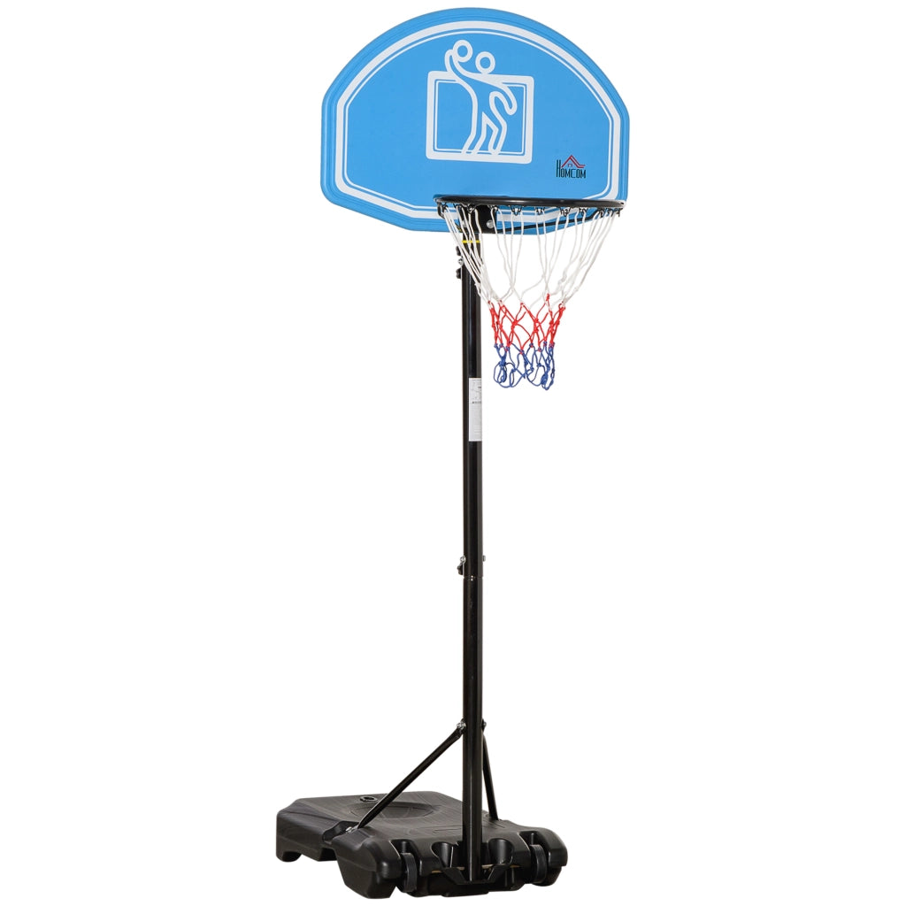 Canestro da Basket Regolabile ¨C Minimal ¨C Blu, Base con Ruote, 197.5-245cm