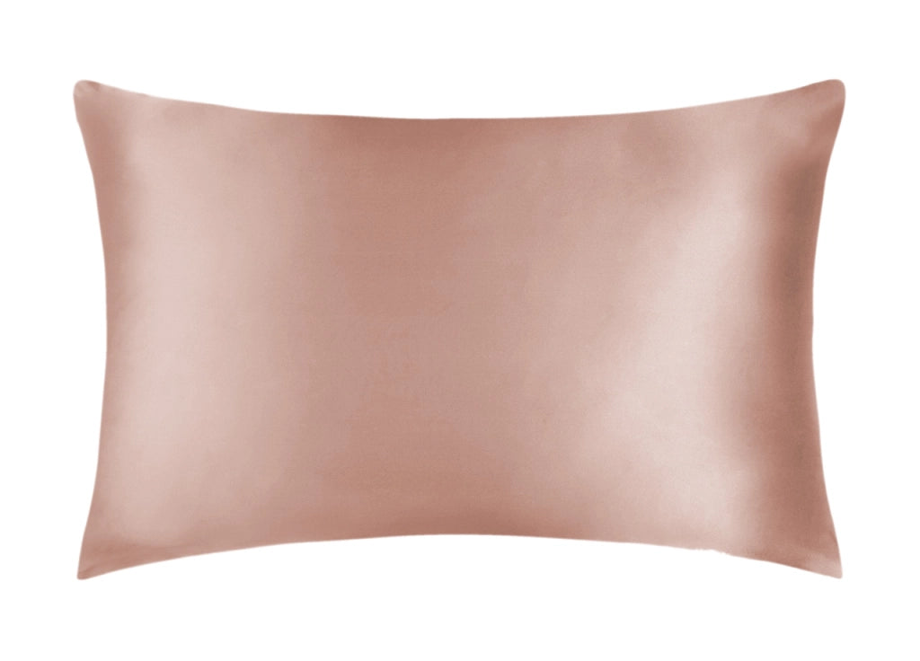 Federa Guanciale Cuscino Letto 100% Seta Chiusura Zip In Tinta Unita - Federa - Rosa