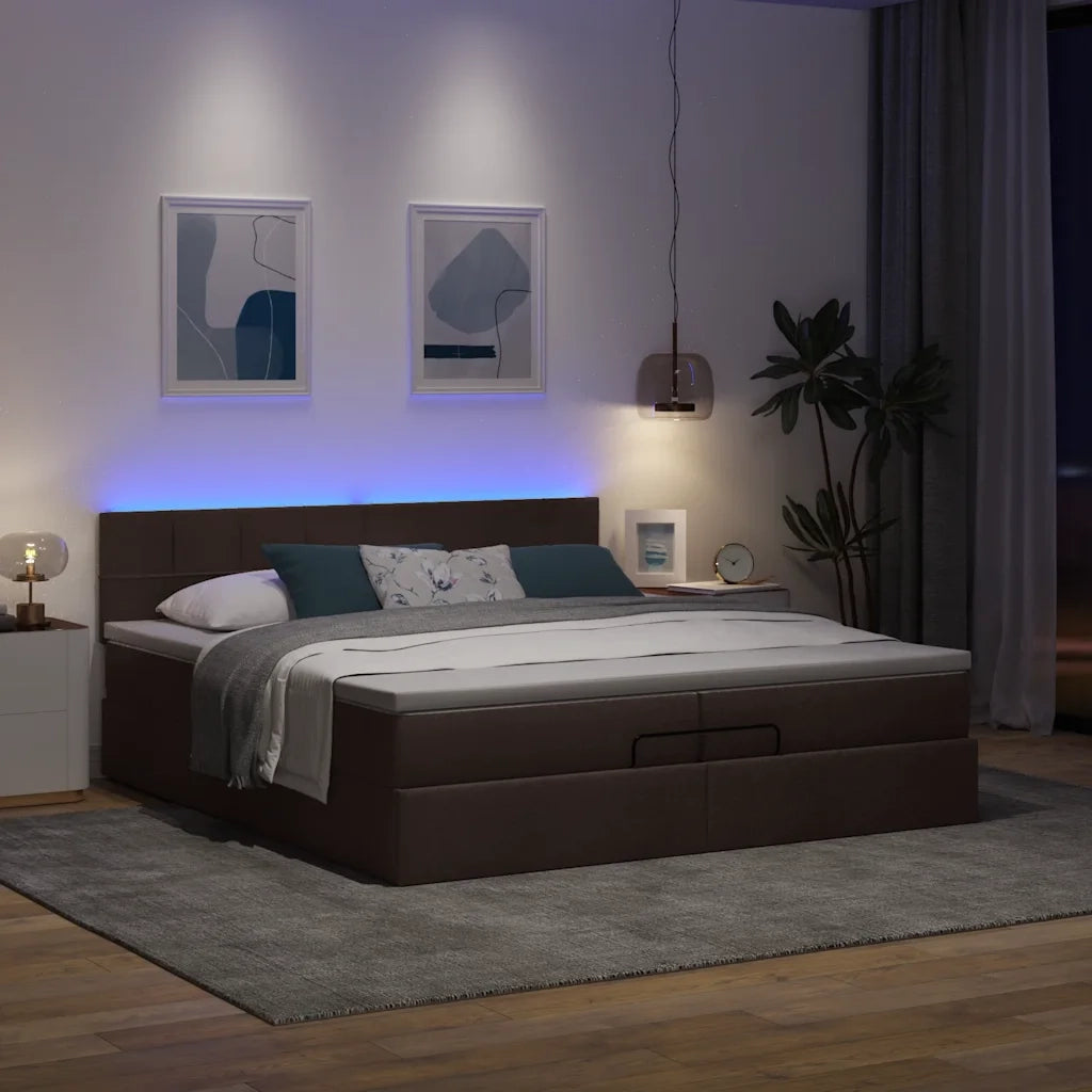 Struttura Letto Pouf con Materassi 200x200 cm in Tessuto 3312336