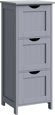 Mobile da Bagno, Mobiletto Bagno Salvaspazio, con 3 Cassetti, 32 x 30 x 81 cm, Armadio Autoportante, per Sala da Pranzo, Cucina, Stile Moderno, Grigio BZS123hgr