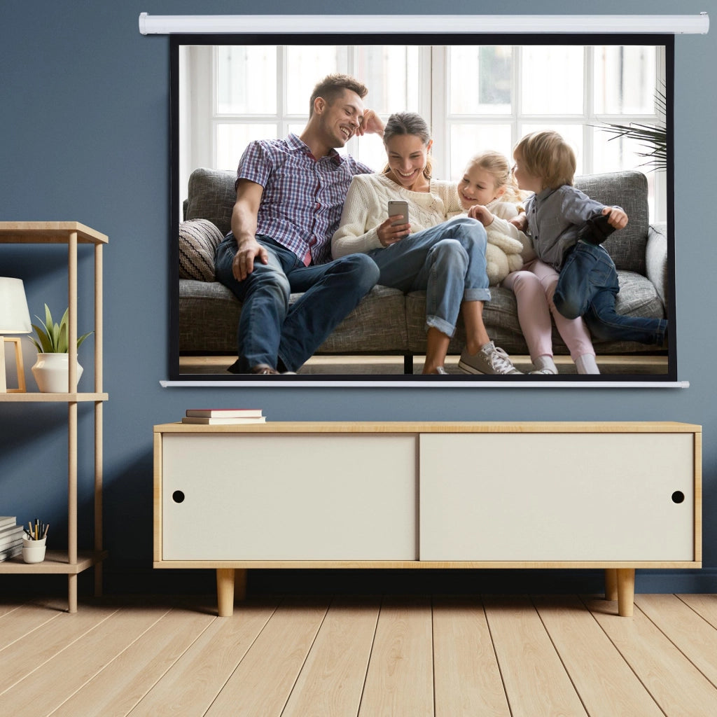 EasyComfort Schermo per Proiettore 100 Pollici Formato 4:3 Regolabile con Telecomando, Schermo di Proiezione Motorizzato Compatto, Installazione a Parete o Soffitto, 203x152 cm, Bianco