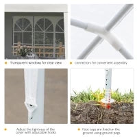 Gazebo da Giardino per Eventi con 4 Pareti Rimovibili con Finestre, 5.8x2.9x2.5m, Bianco