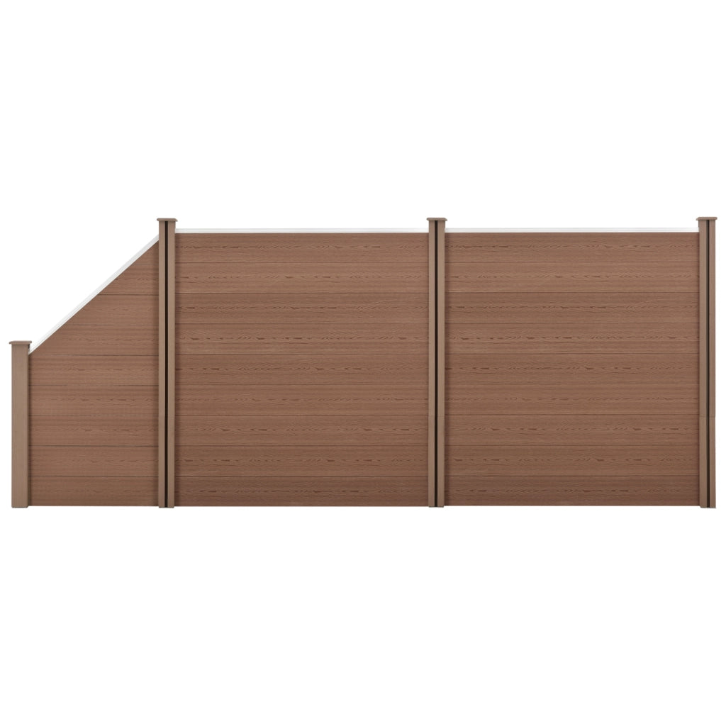 Recinzione in WPC per Giardino Staccionata da Elementi Inclinato e Rettangolari 183x451 cm Marrone NEU.HOLZ