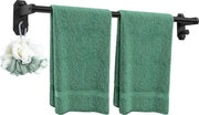 Supporto asciugamano senza perforazione, nero, 60 cm, viti o adesivo, supporto asciugamano stabile e stile per cucina, bagno, camera da letto, doccia, lavabo