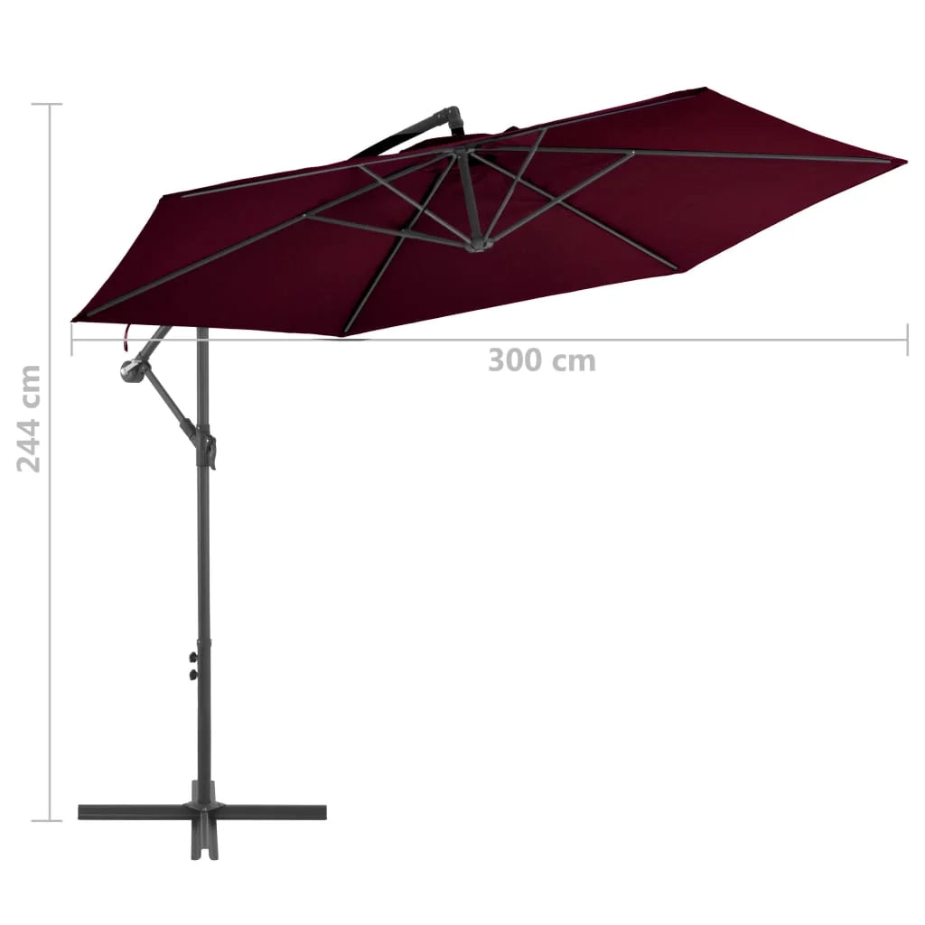 Ombrellone a braccio con palo in alluminio bordeaux da 300 cm 02_0008494