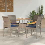 Sedie da giardino 4 pcs Grigio e Blu Navy Polyrattan e acacia