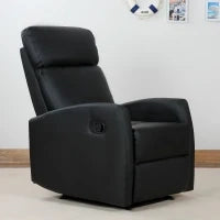Poltrona Relax Reclinabile, Regolabile ed Ergonomica, in Pelle PU con Imbottitura, per Casa e Ufficio, 65x92x100 cm, Nera
