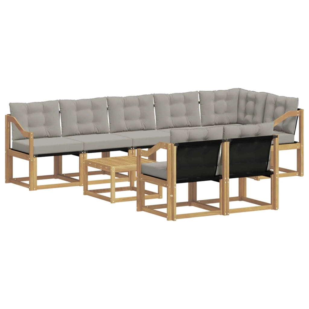 Set di divani da esterno 9 pz Bianco e Grigio Chiaro 3389629