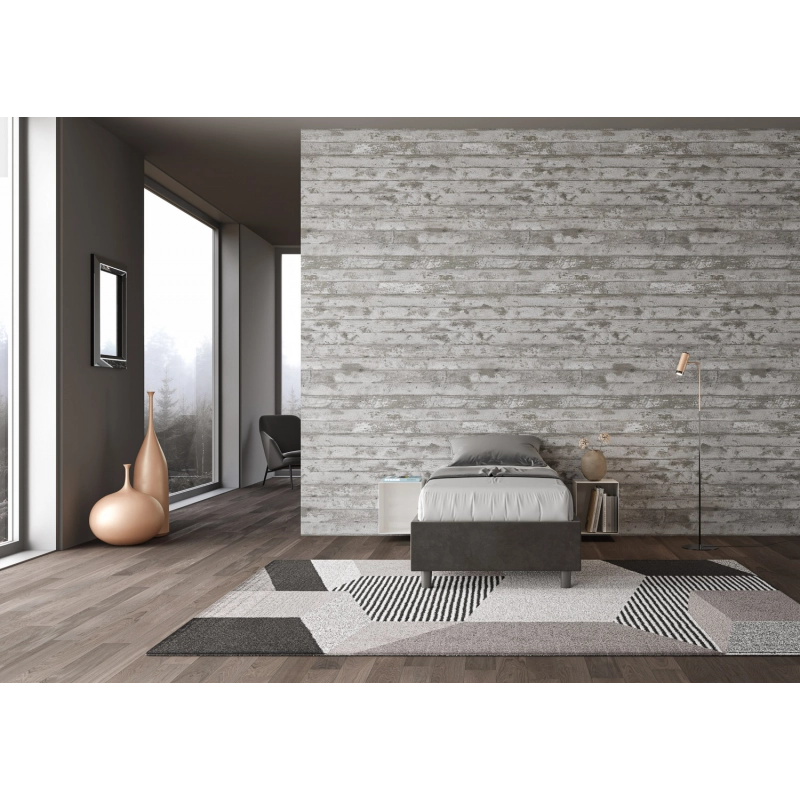 Letto Sommier imbottito Singolo 80x210 cm Azelia - Senza rete,Microfibra,Grigio