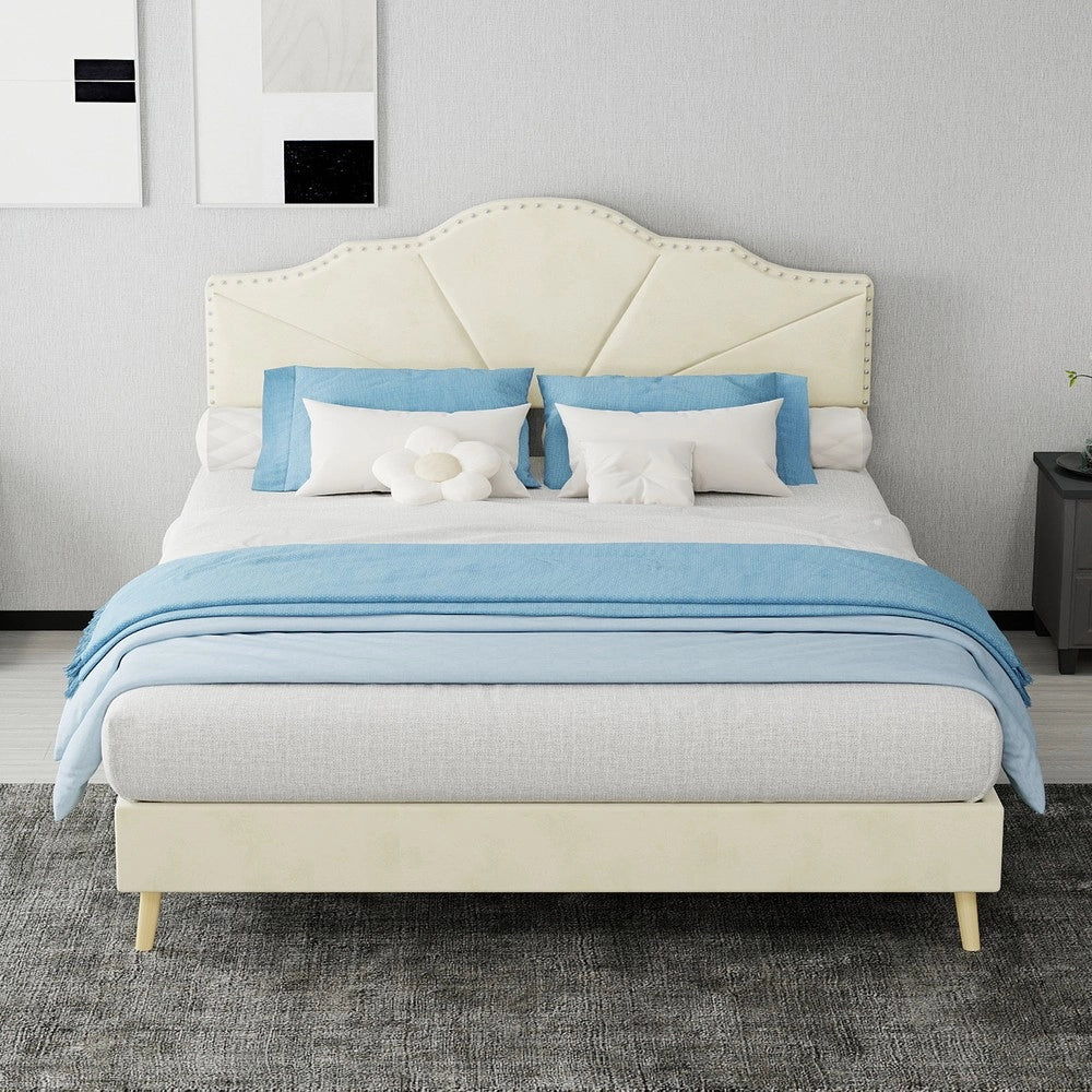 Letto Contenitore Imbottito ¨C MINIMAL ¨C Beige, 140x200, con materasso