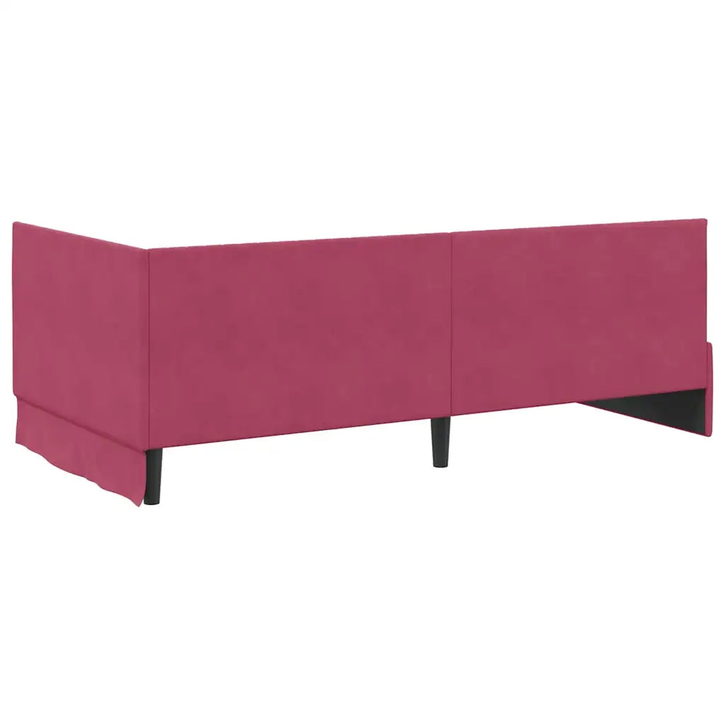 Cornice del letto ad angolo Rosso Vino 100 cm x 200 cm Velluto 42016280
