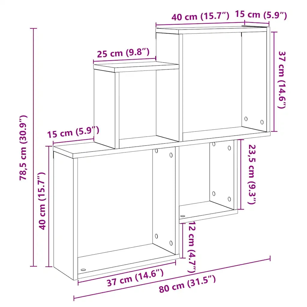 Scaffale a Parete Rovere Artigianale 80x15x78,5 cm Truciolato 856611