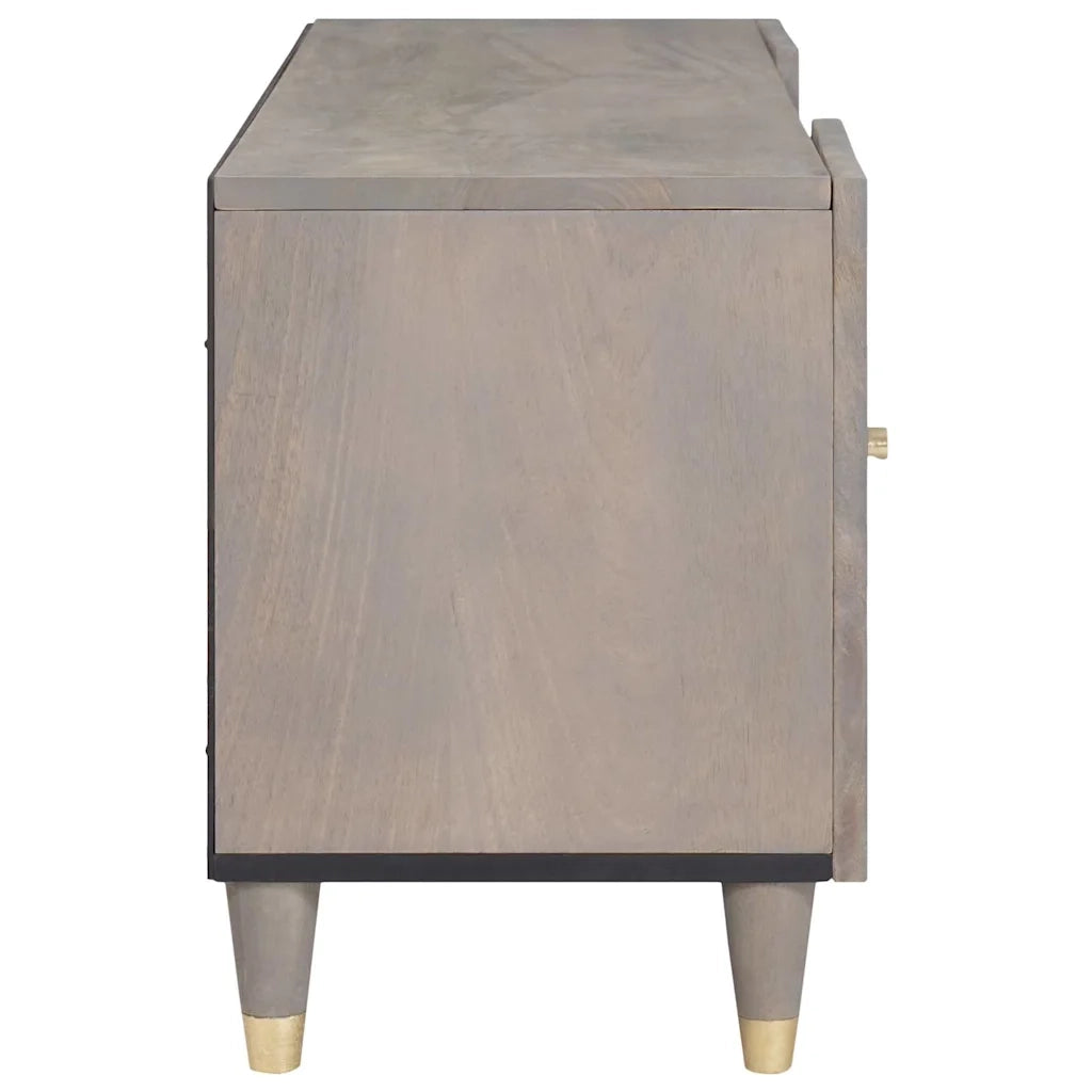 Mobile TV Grigio 105 x 33 x 46 cm Legno di mango massello 4018772