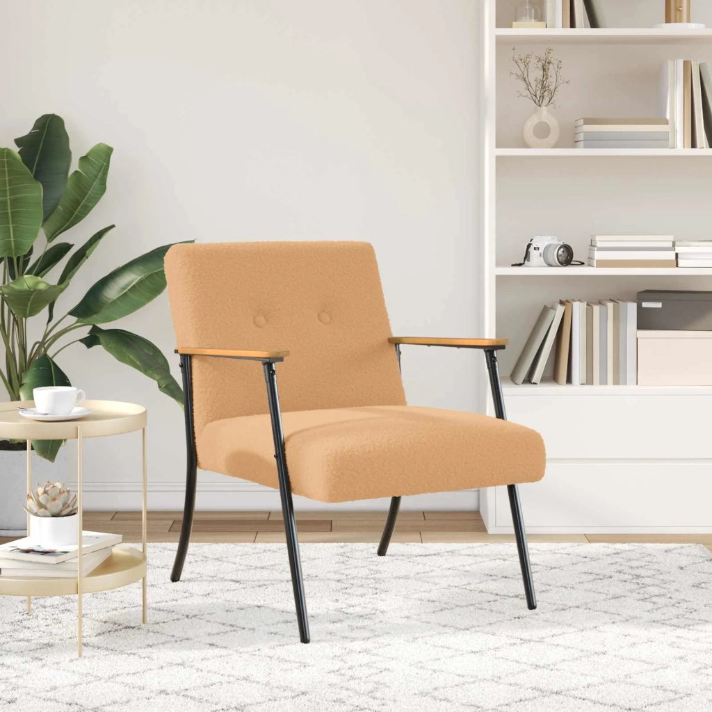 Poltrona | Sedia Relax Beige Tessuto simile alla lana ricci