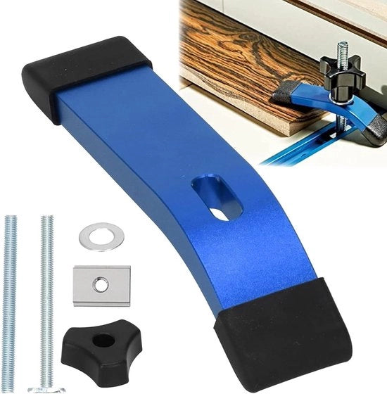 Impiallamento a T con set di piastre - Set di viti di fissaggio - Viti di fissaggio in acciaio M8 - Kit di strumenti per jig per lavorazione del legno - Blu.