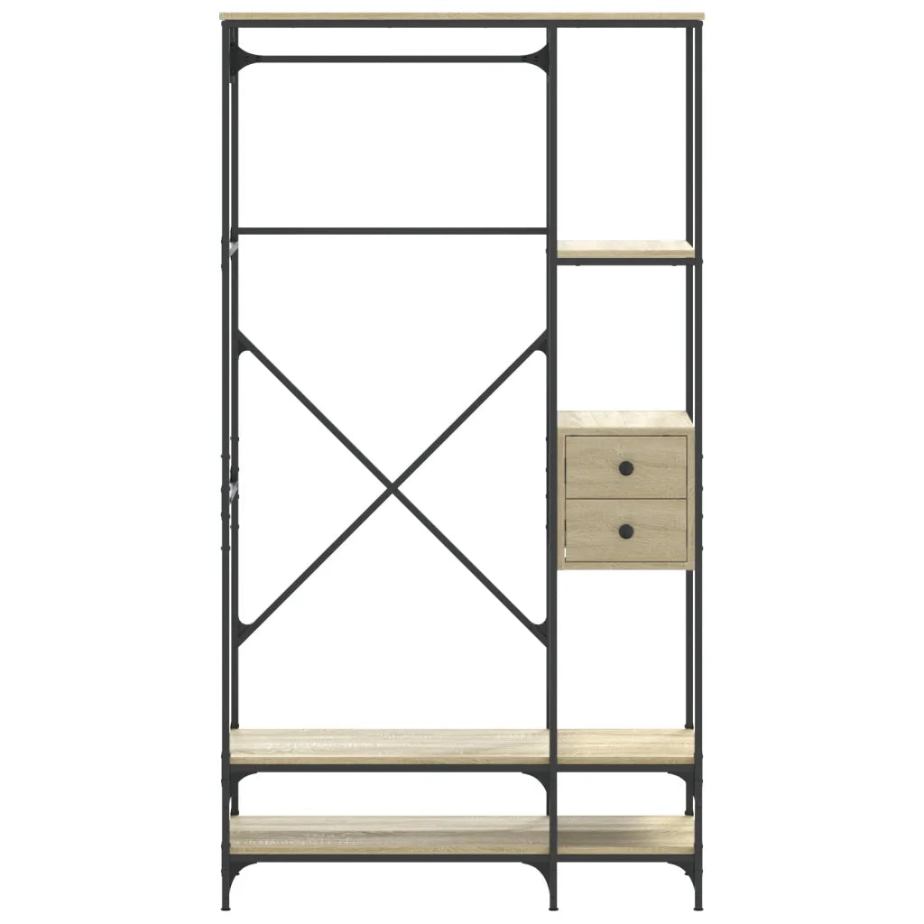 Appendiabiti con Scaffali Rovere Sonoma in Legno Multistrato