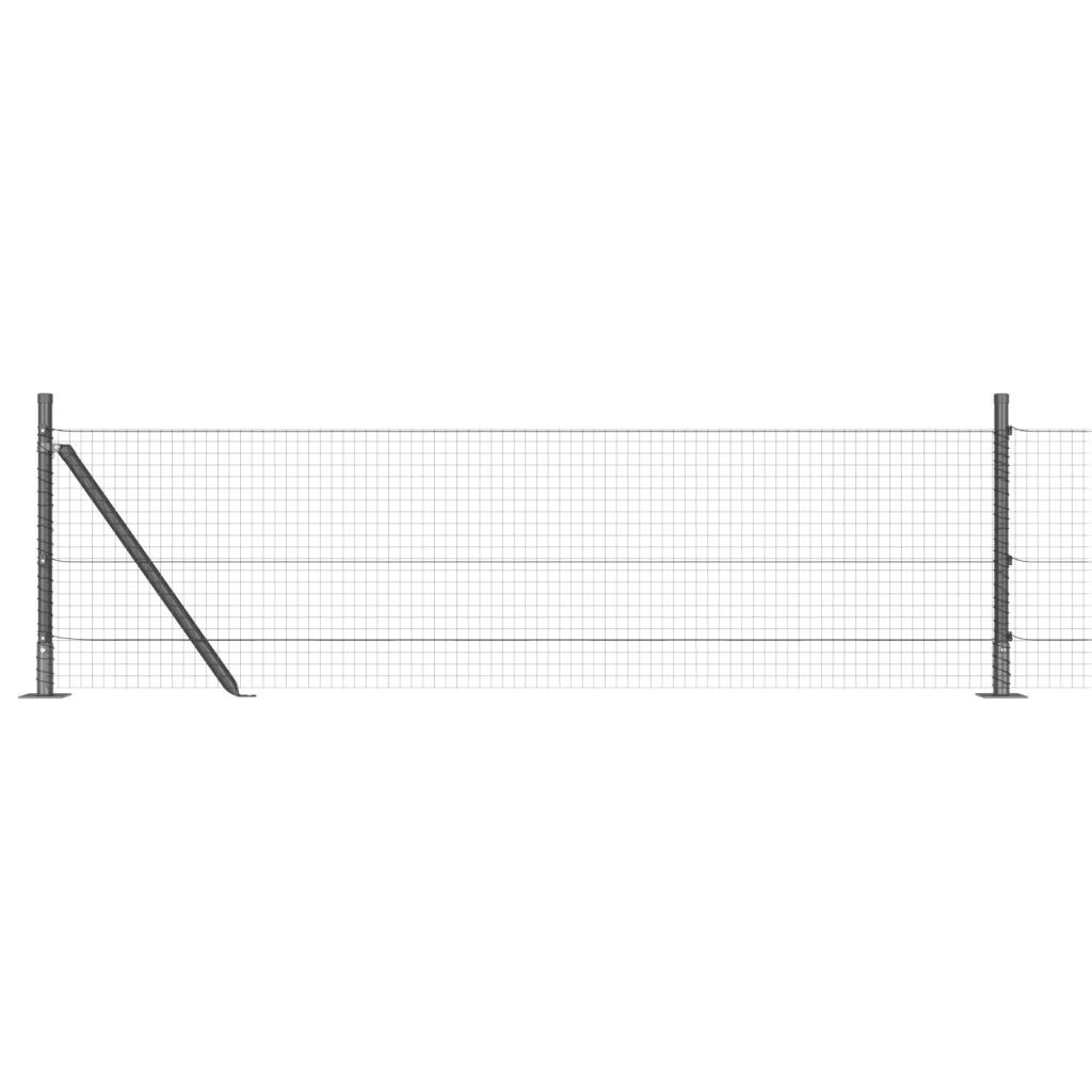 Recinzione in Rete Saldato con 13 Pali Flangiati Grigio 0.5x50 m Acciaio