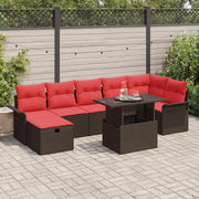Set Divano da Giardino con cuscino 8 pcs Marrone Poly Rattan